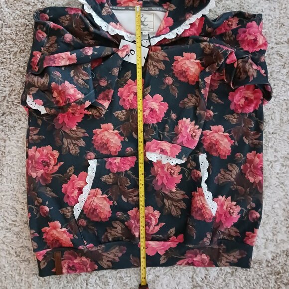 NWT Ampersand Avenue Womens University Hoodie Kiss Goodnight Floral Lace Size XL - Picture 9 of 10